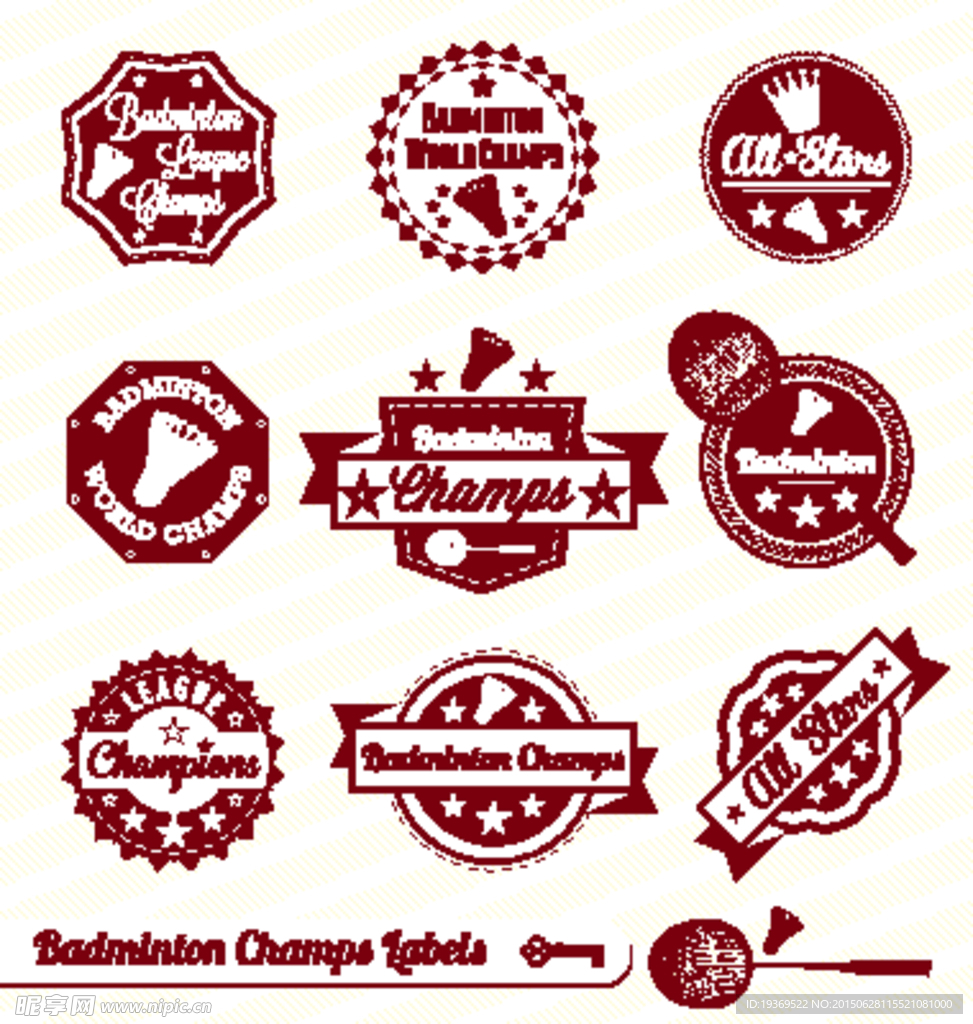 精美羽毛球标签矢量素材
