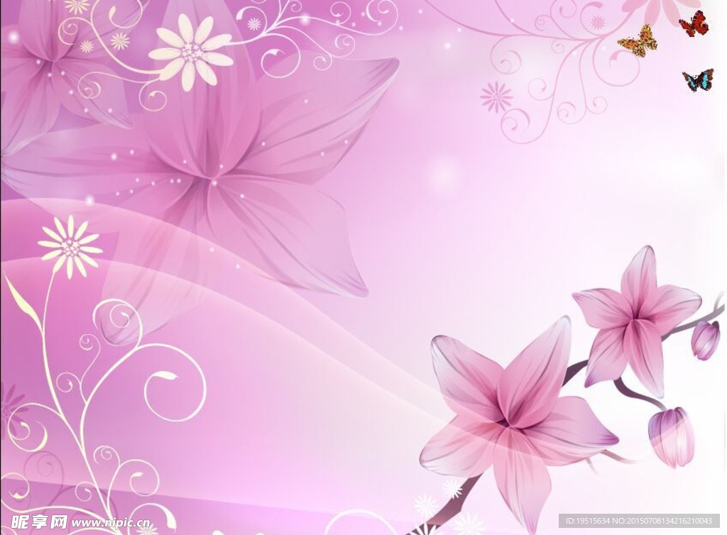 粉色电视背景图蝴蝶和花朵
