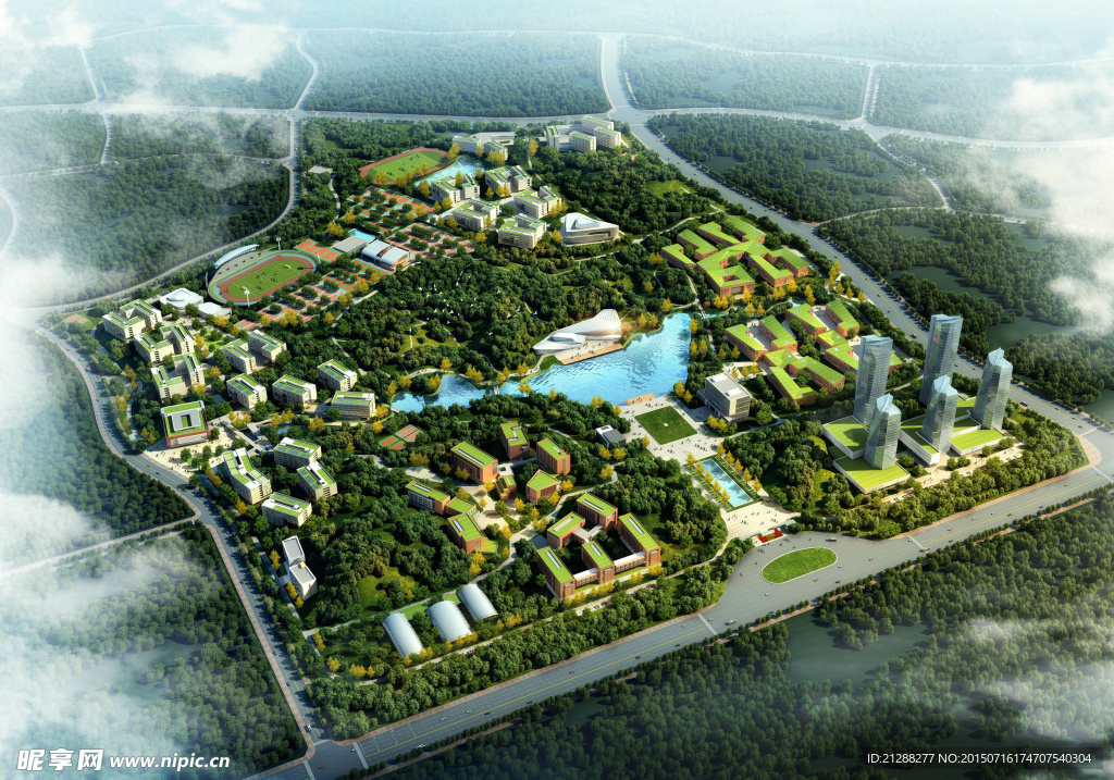 城市规划鸟瞰效果图