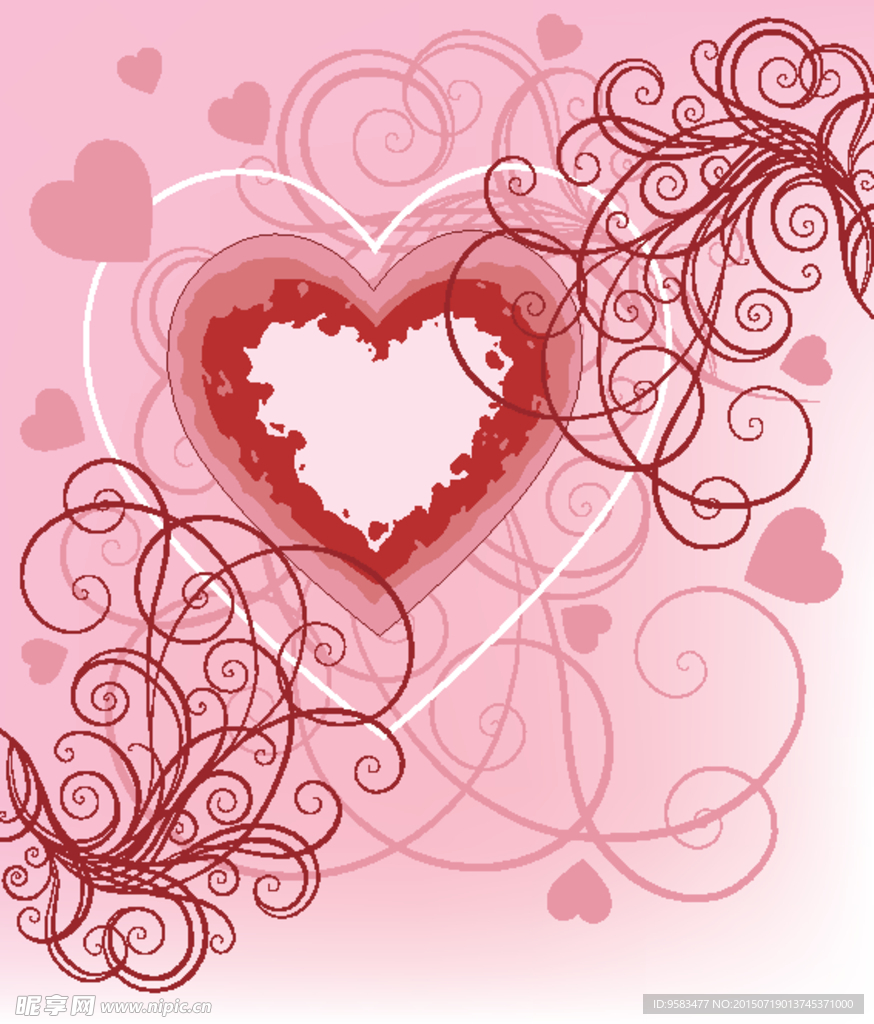 花纹线条与心矢量图