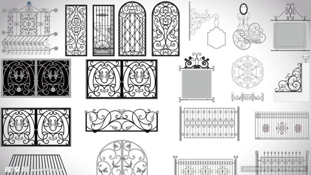 铁艺门窗矢量素材