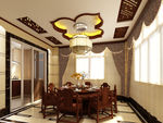 中式别墅餐厅效果图
