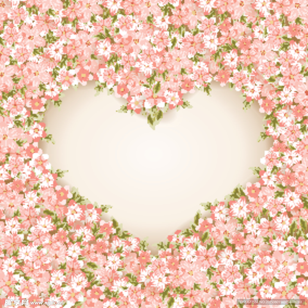 桃心樱花边框背景