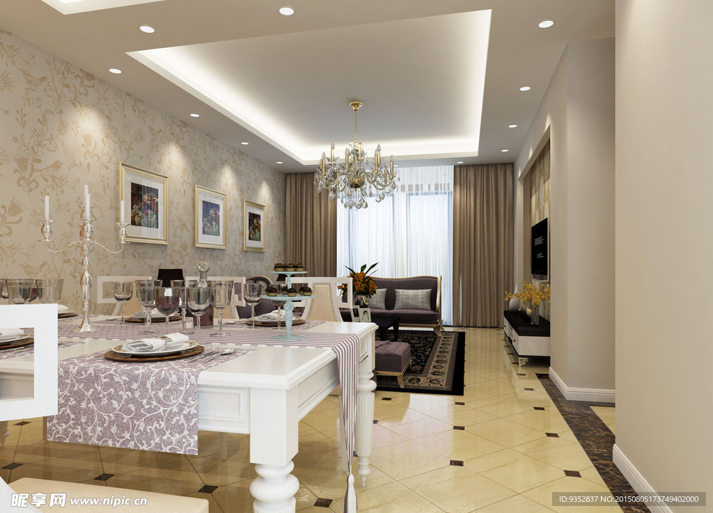 简欧式客厅效果图3Dmax文件