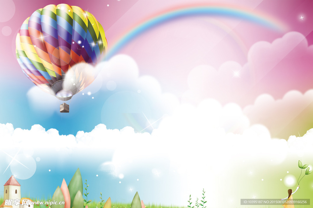 矢量彩虹气球海报素材psd