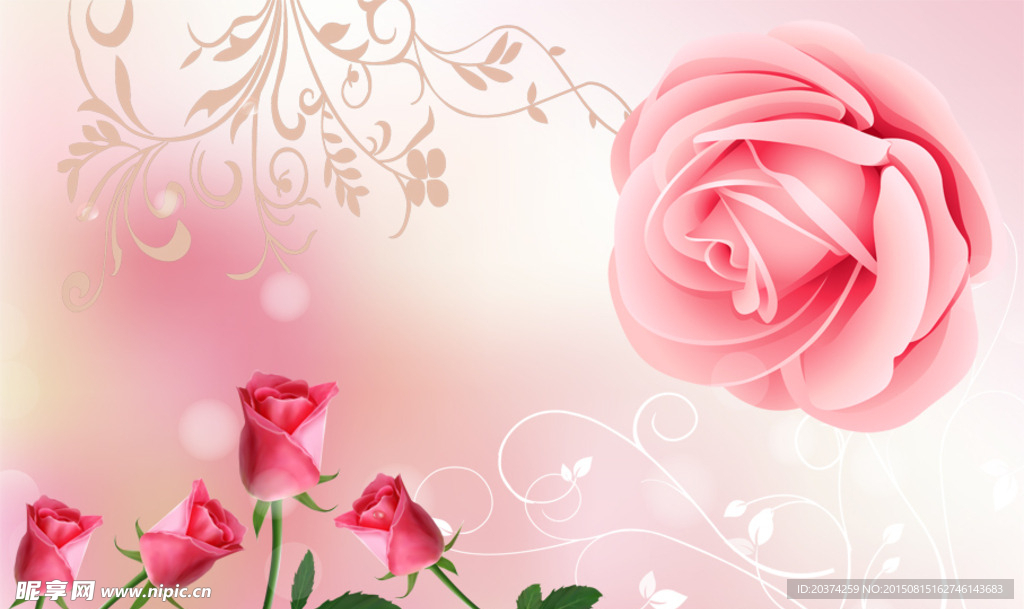 玫瑰花背景墙壁画