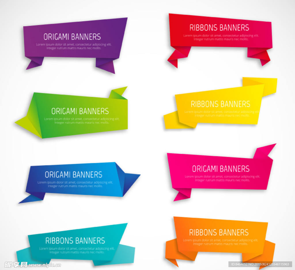 彩色折纸banner矢量素材下