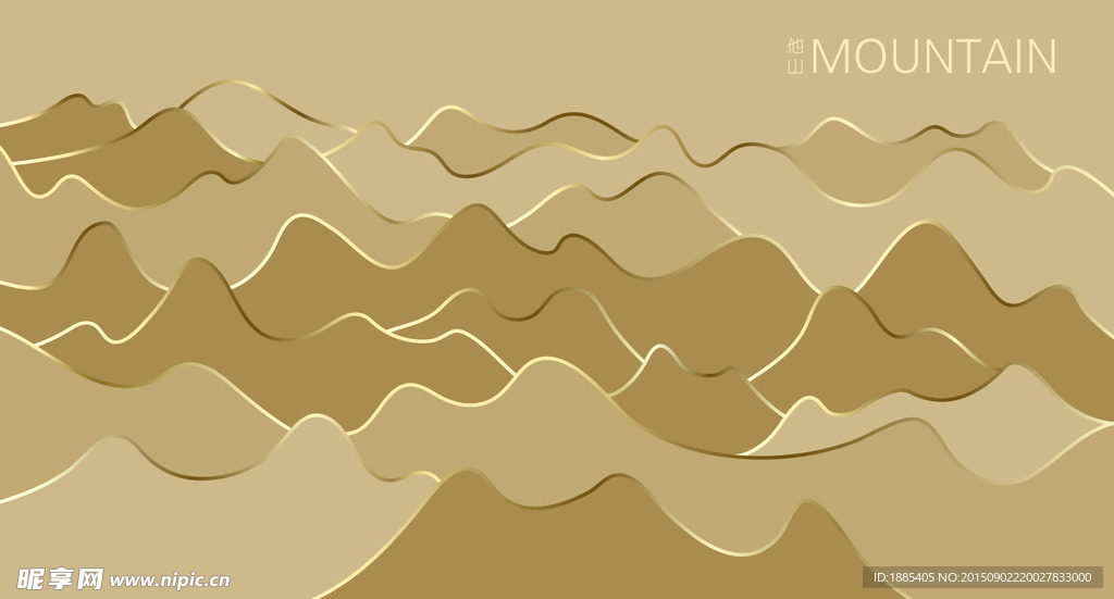 金色曲线群山背景