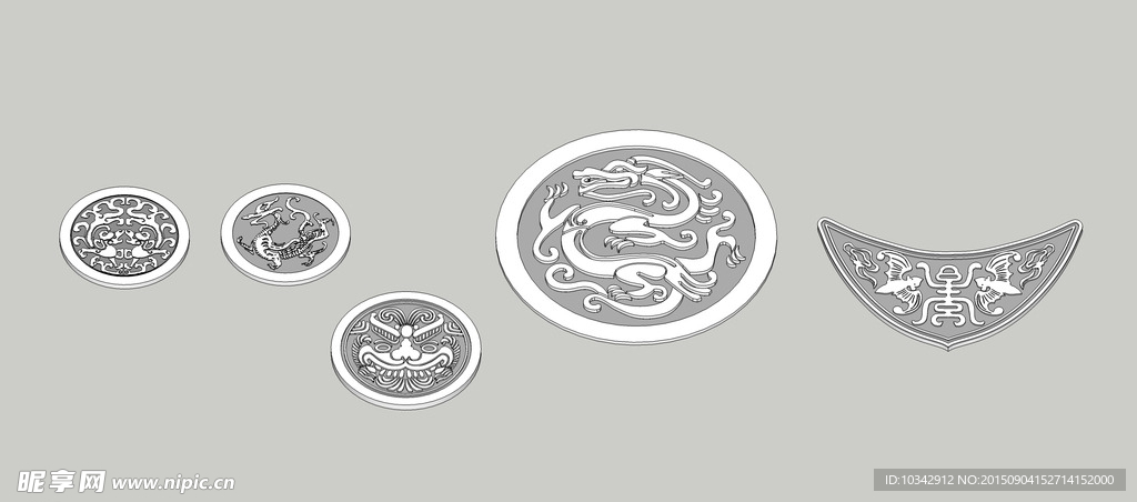 瓦当瓦头勾头滴水SU模型