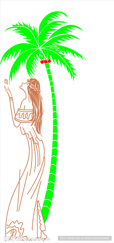 椰子树花环美女