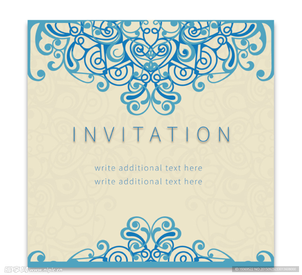 蓝色花纹请柬矢量素材