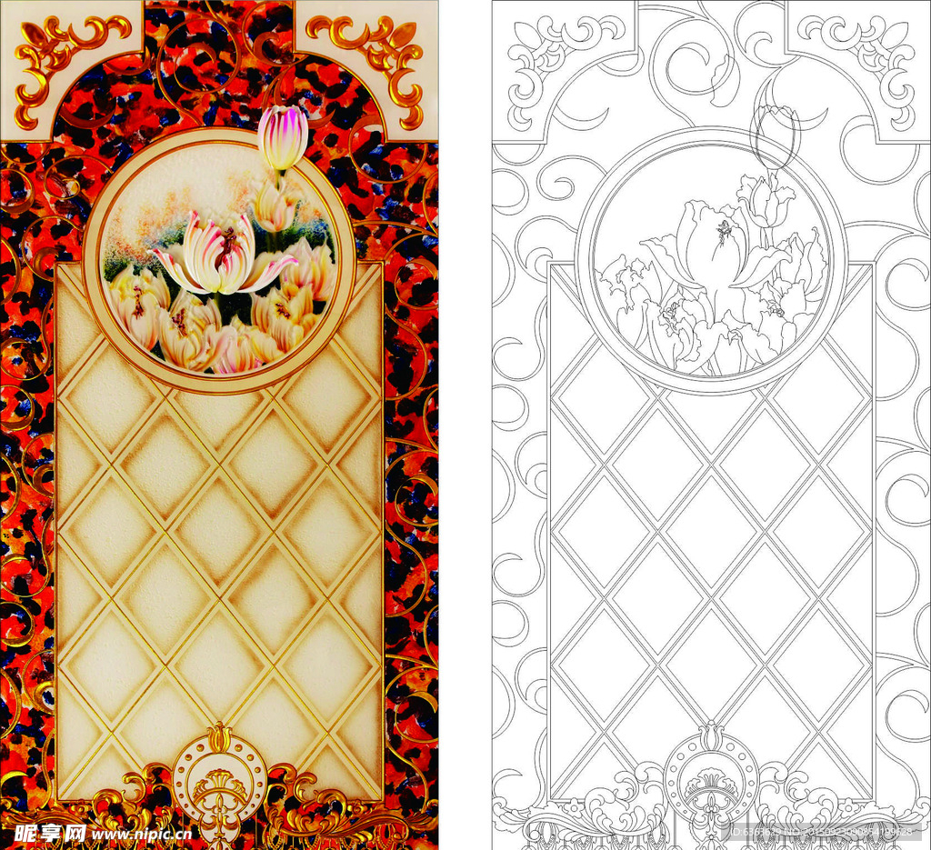 花纹雕刻尺量CDR