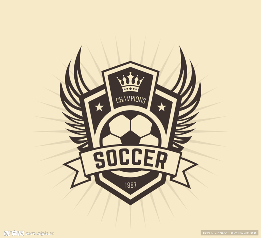 复古足球俱乐部标志矢量素材
