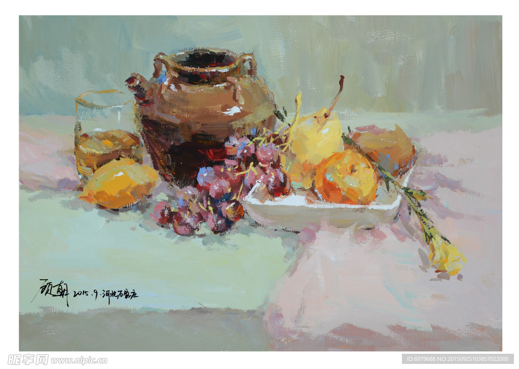 水粉花卉静物写生作品