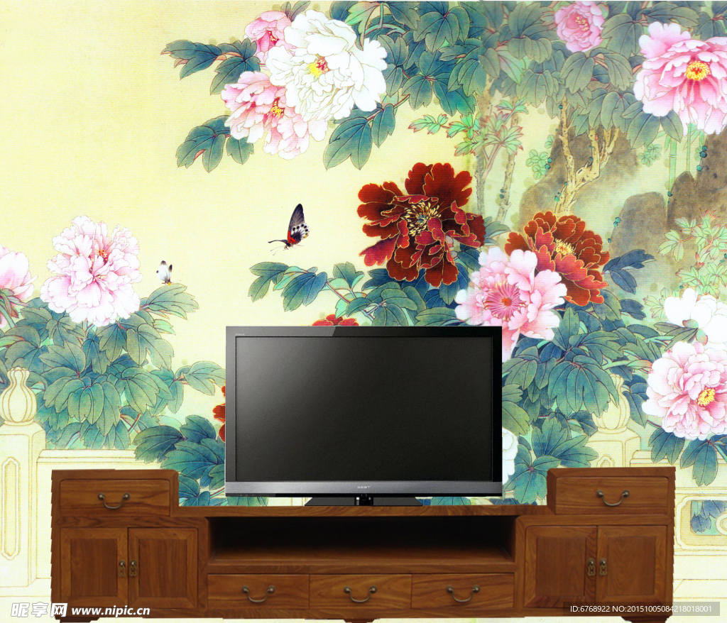 绢画电视背景墙