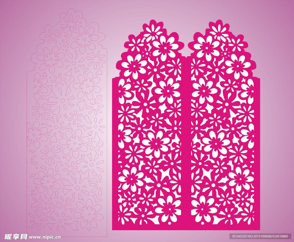 屏风小花移门图花纹花边矢量图案