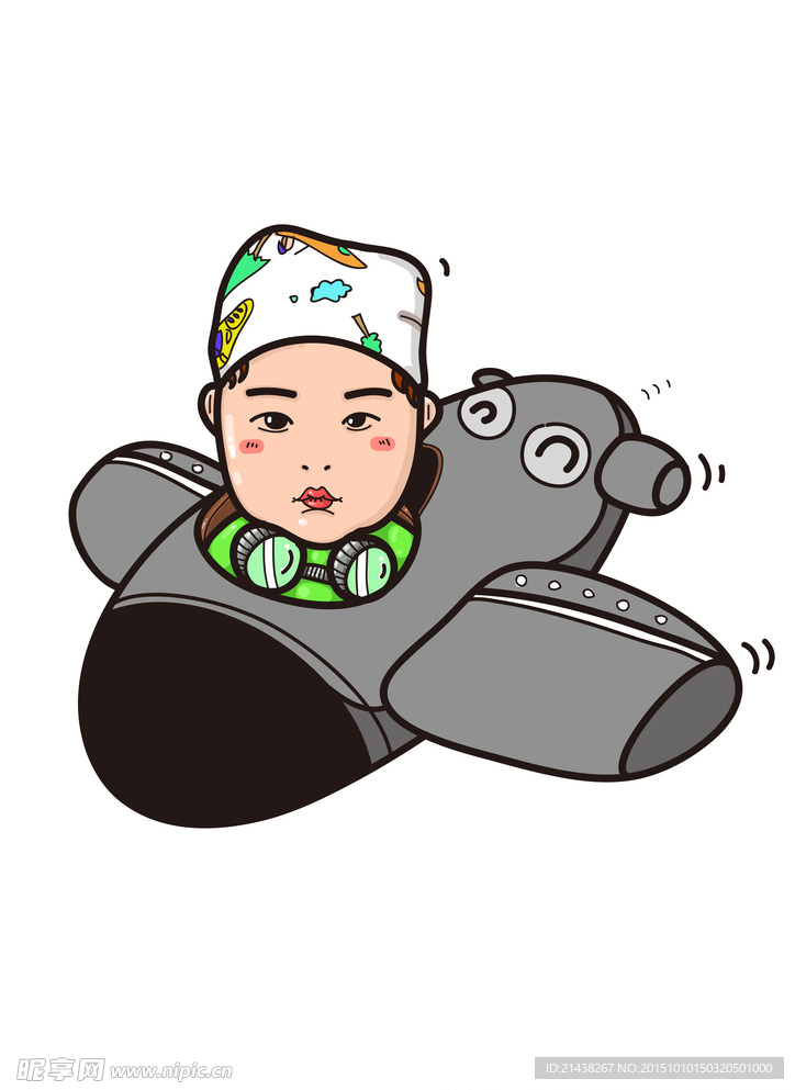 可爱儿童飞机插画