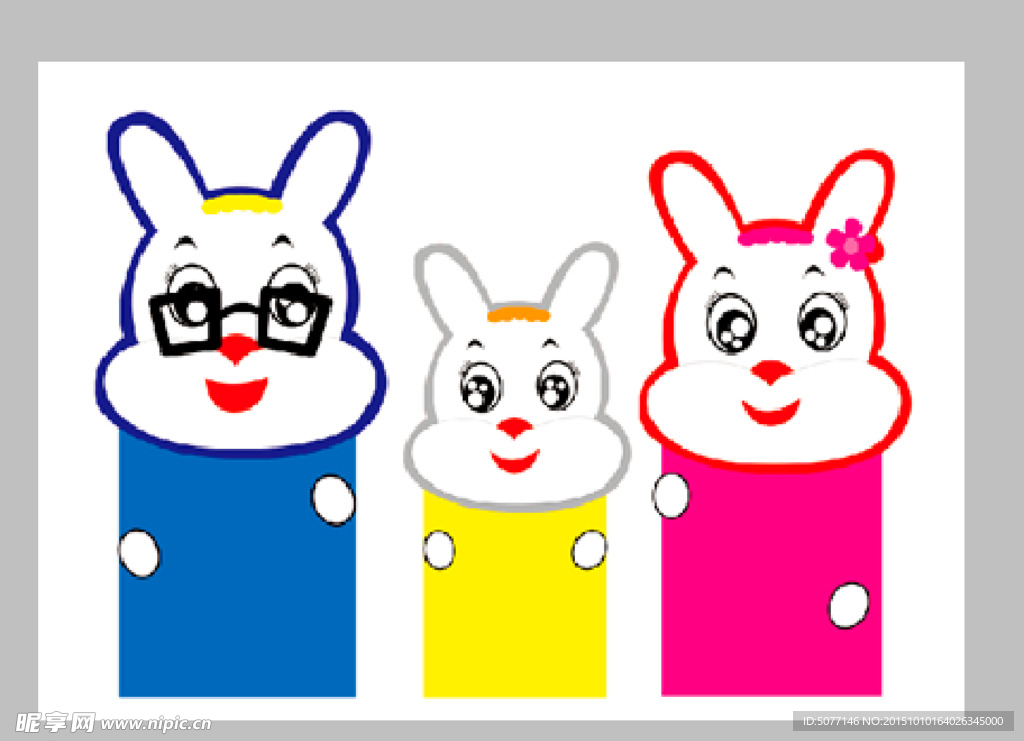兔子一家卡通展板