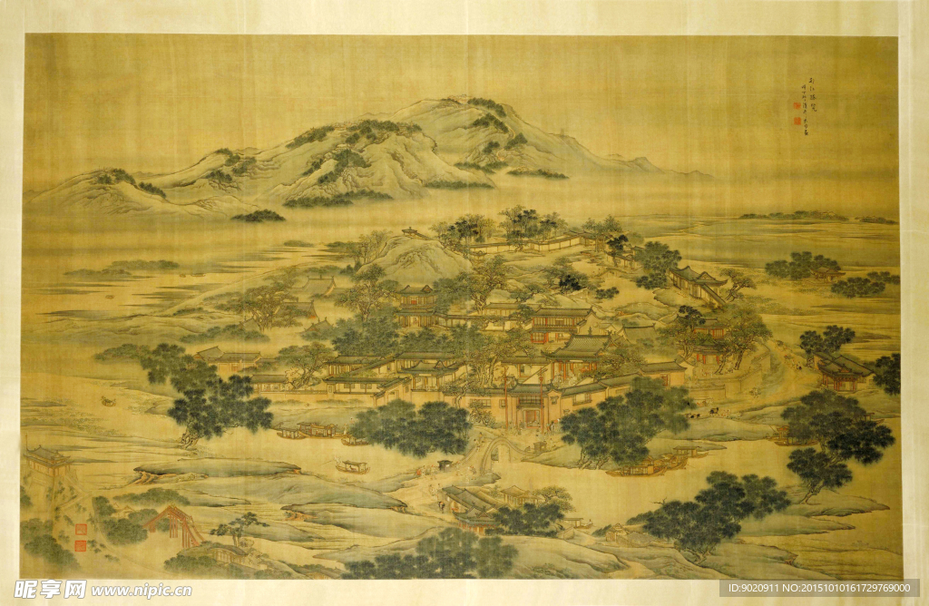 袁耀 邗江胜览图横轴