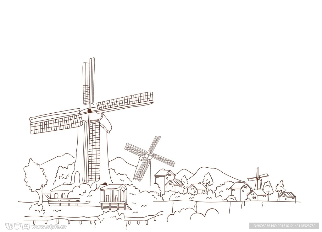 矢量风车线描