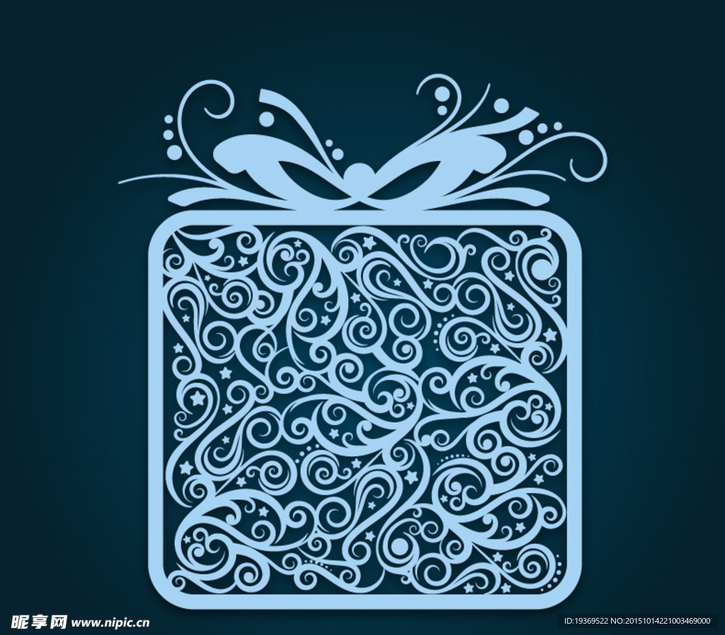 蓝色花纹礼盒矢量素材