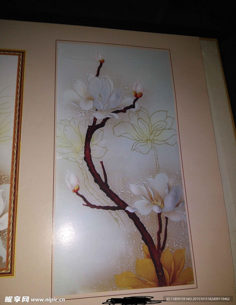 玉兰花 彩雕 艺术玻璃