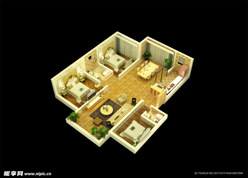 房地产3D户型剖面图