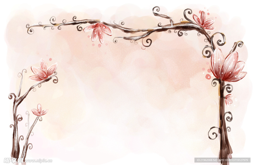 粉色小花花边海报背景