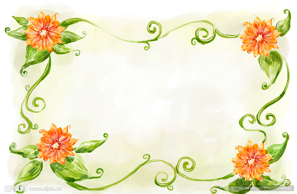 橘色小花花藤花边背景