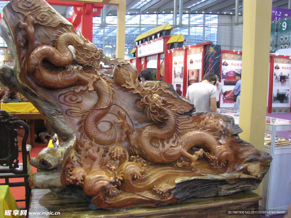 龙 双龙 龙木雕 立体双龙