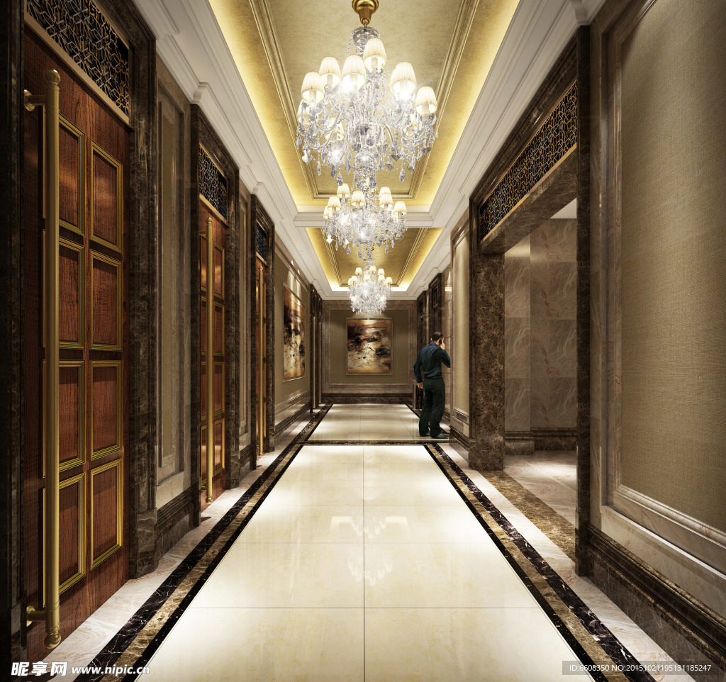 五星级酒店过道设计效果图