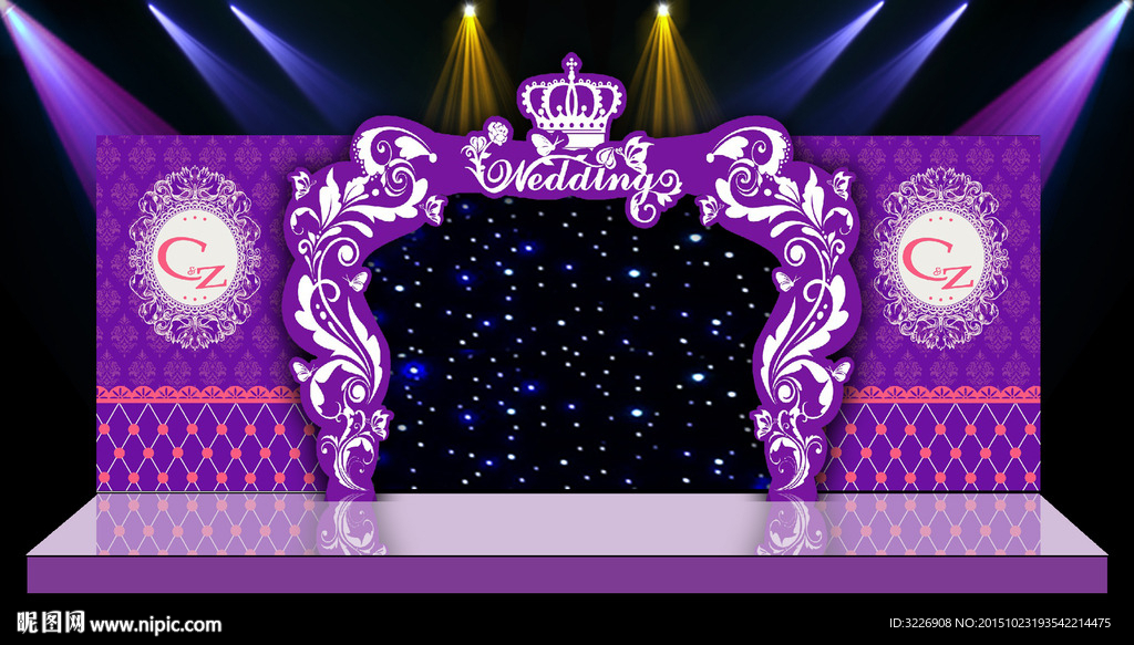 紫色婚庆舞台背景