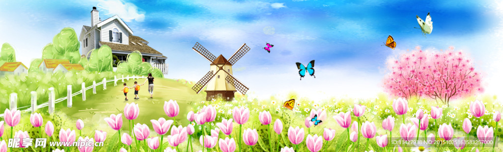 客厅儿童房水彩无框画