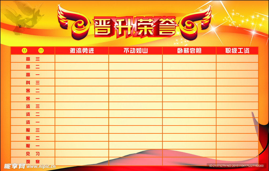 晋升荣誉墙模板