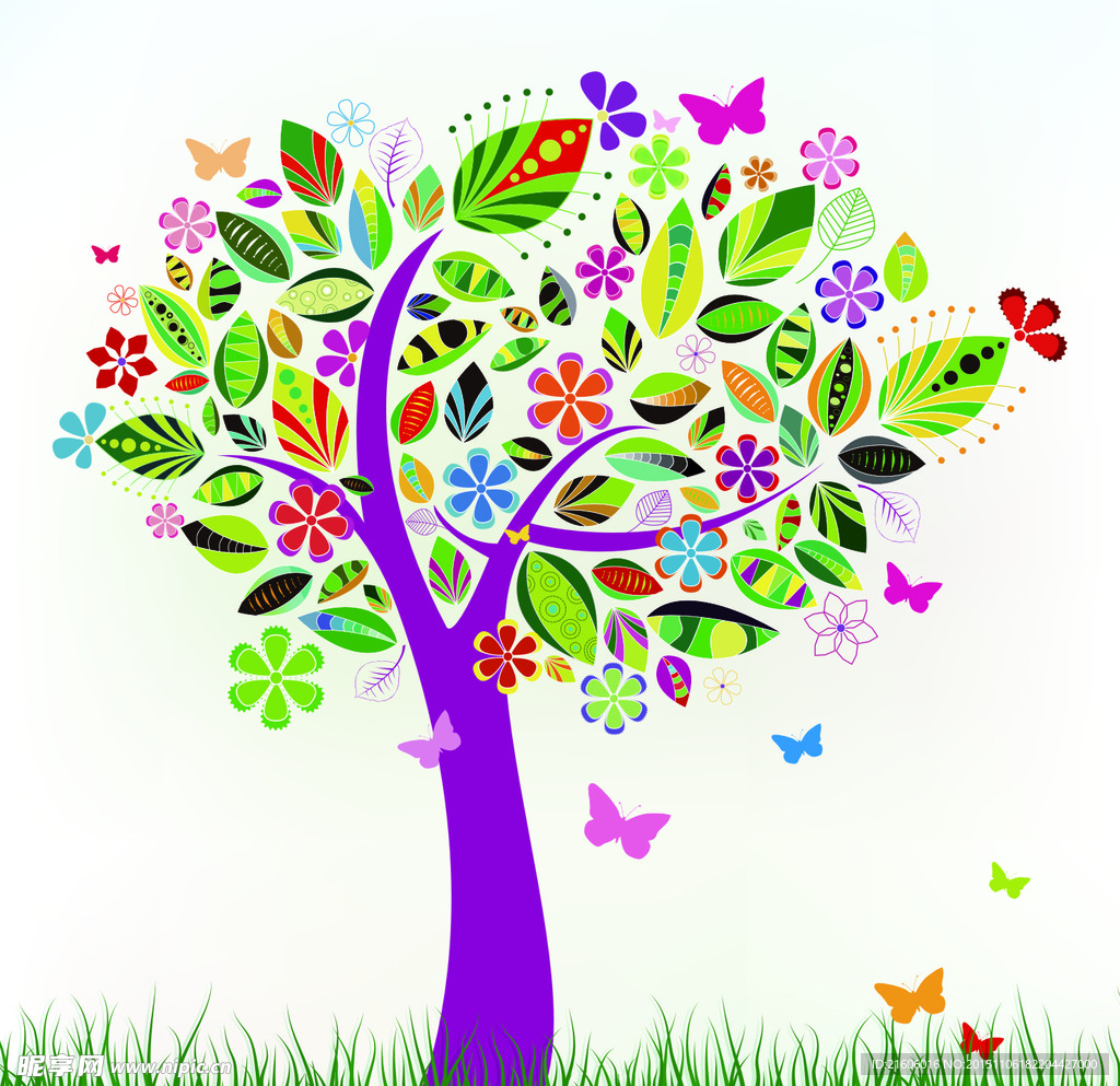 植物花卉抽象树矢量CDR