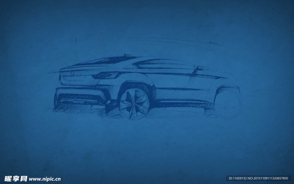 BMW宝马汽车手绘蓝色壁纸