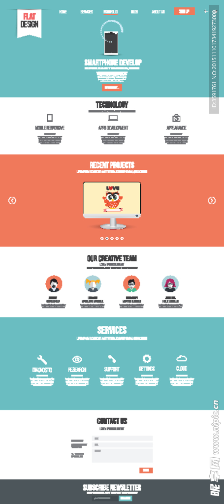 扁平化矢量网页模版素材