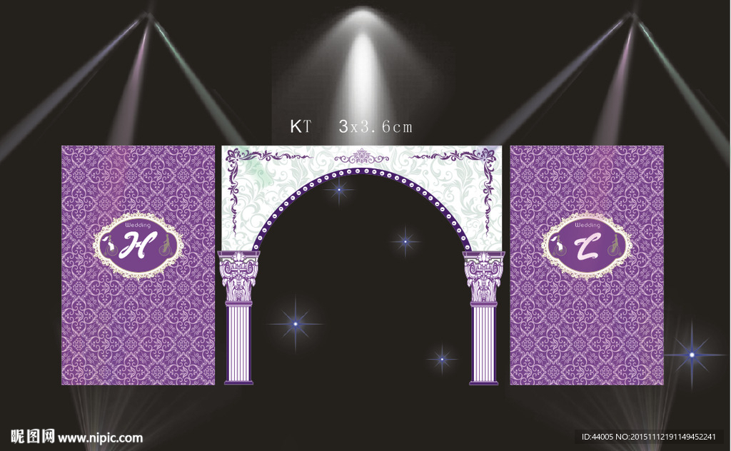 紫色婚礼背景拱门