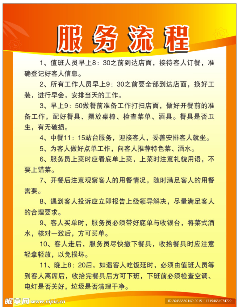 服务流程制度牌