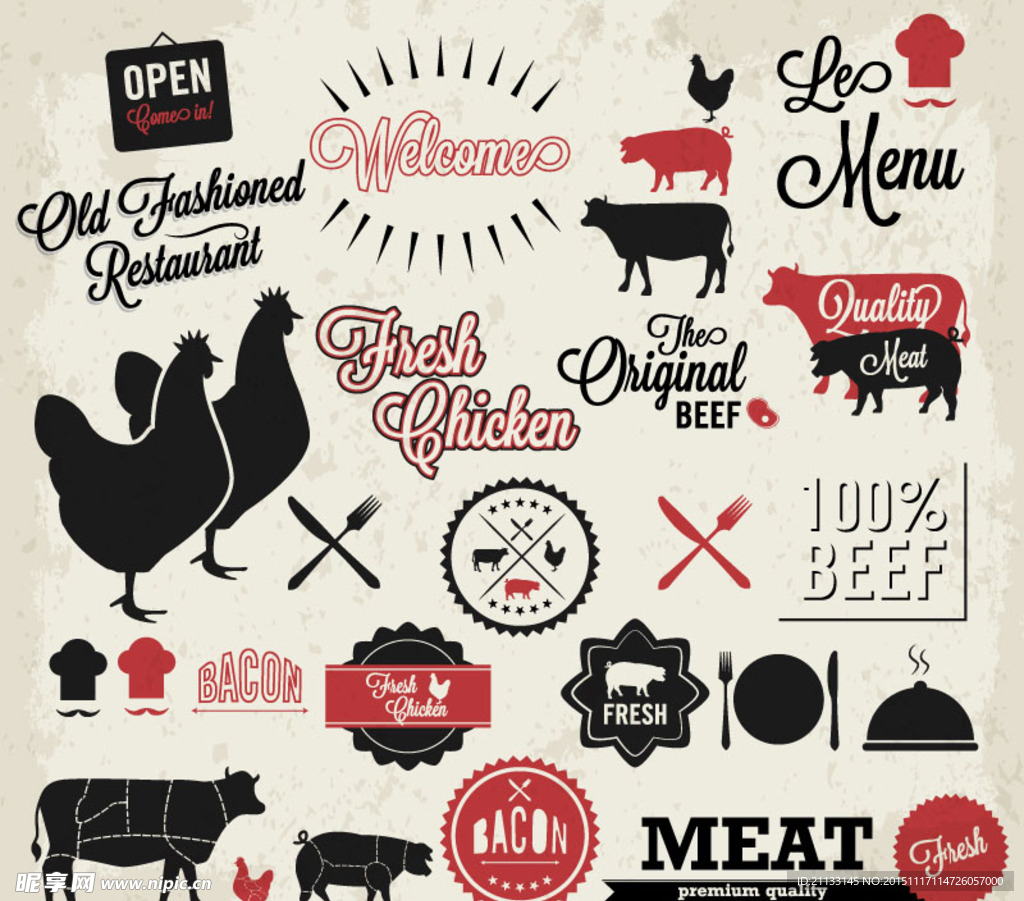 农畜产品标签矢量素材