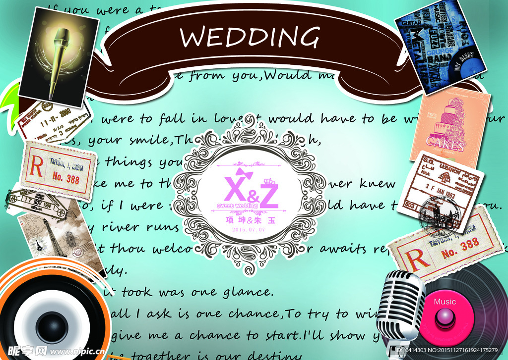 音乐主题婚礼背景