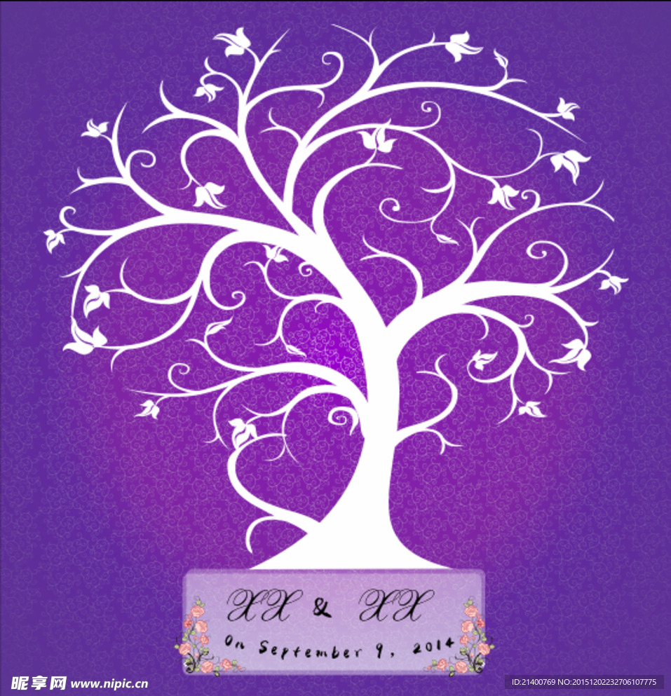 紫色欧式婚礼树展示区