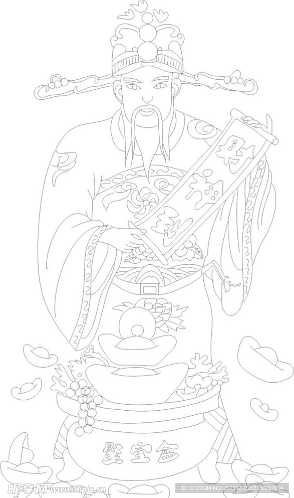 财神矢量线描