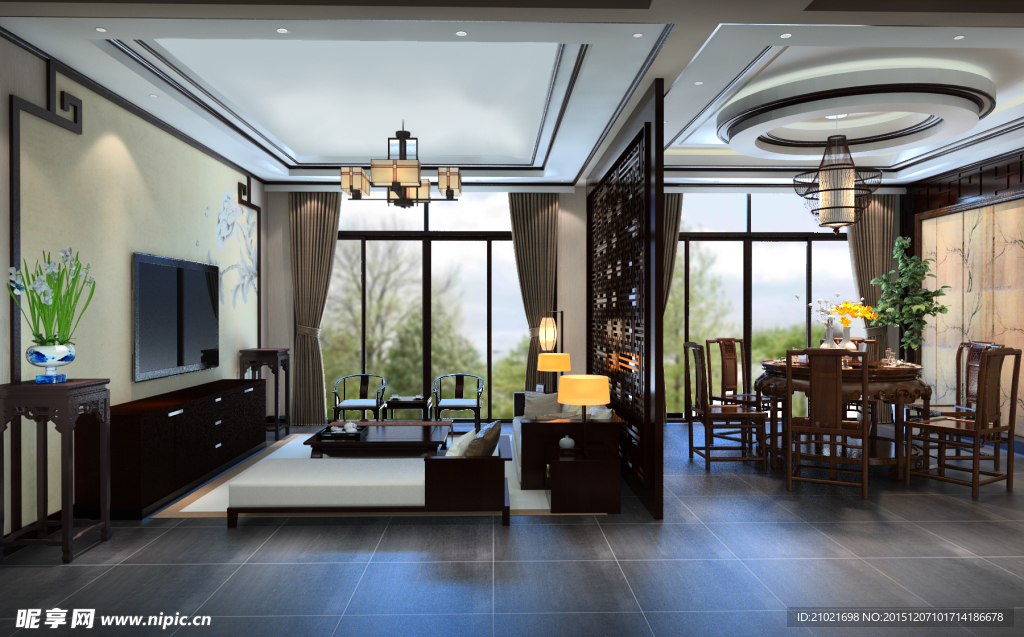 中式客餐厅效果图