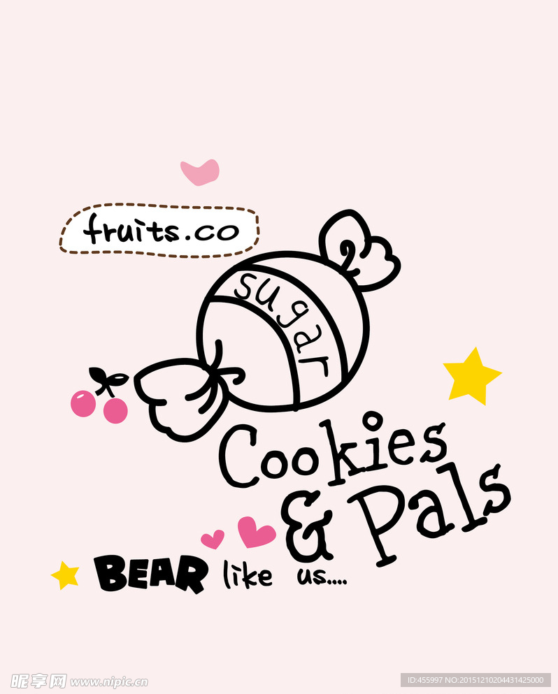 矢量卡通糖果印花图案