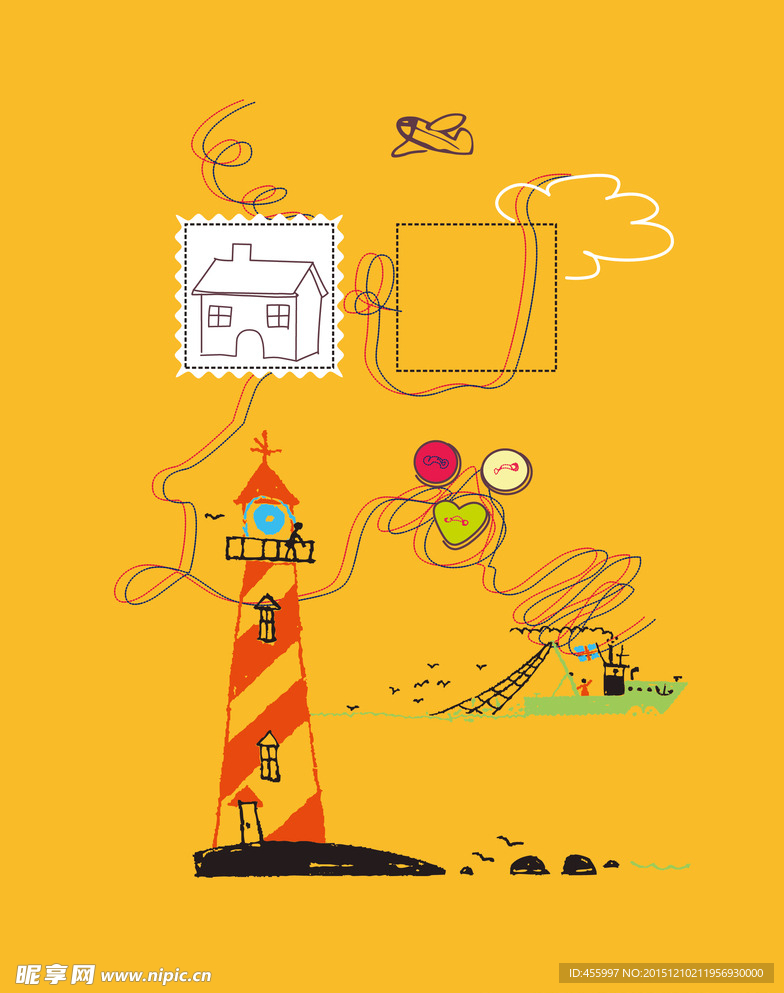 矢量海洋风景印花图案