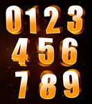 华丽金色立体数字