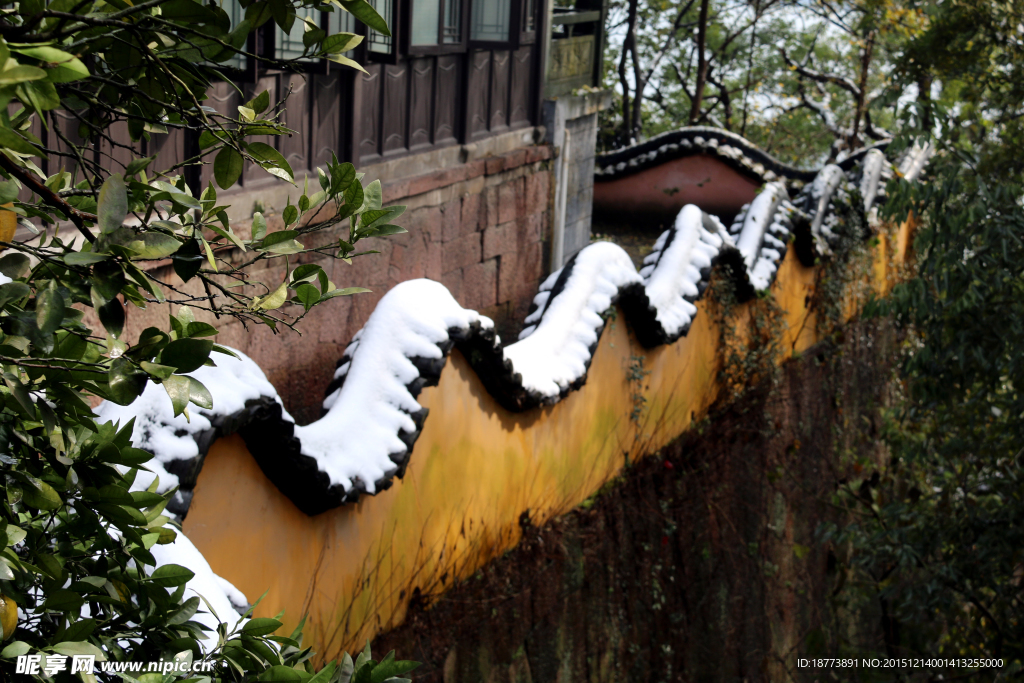 院墙上的白雪