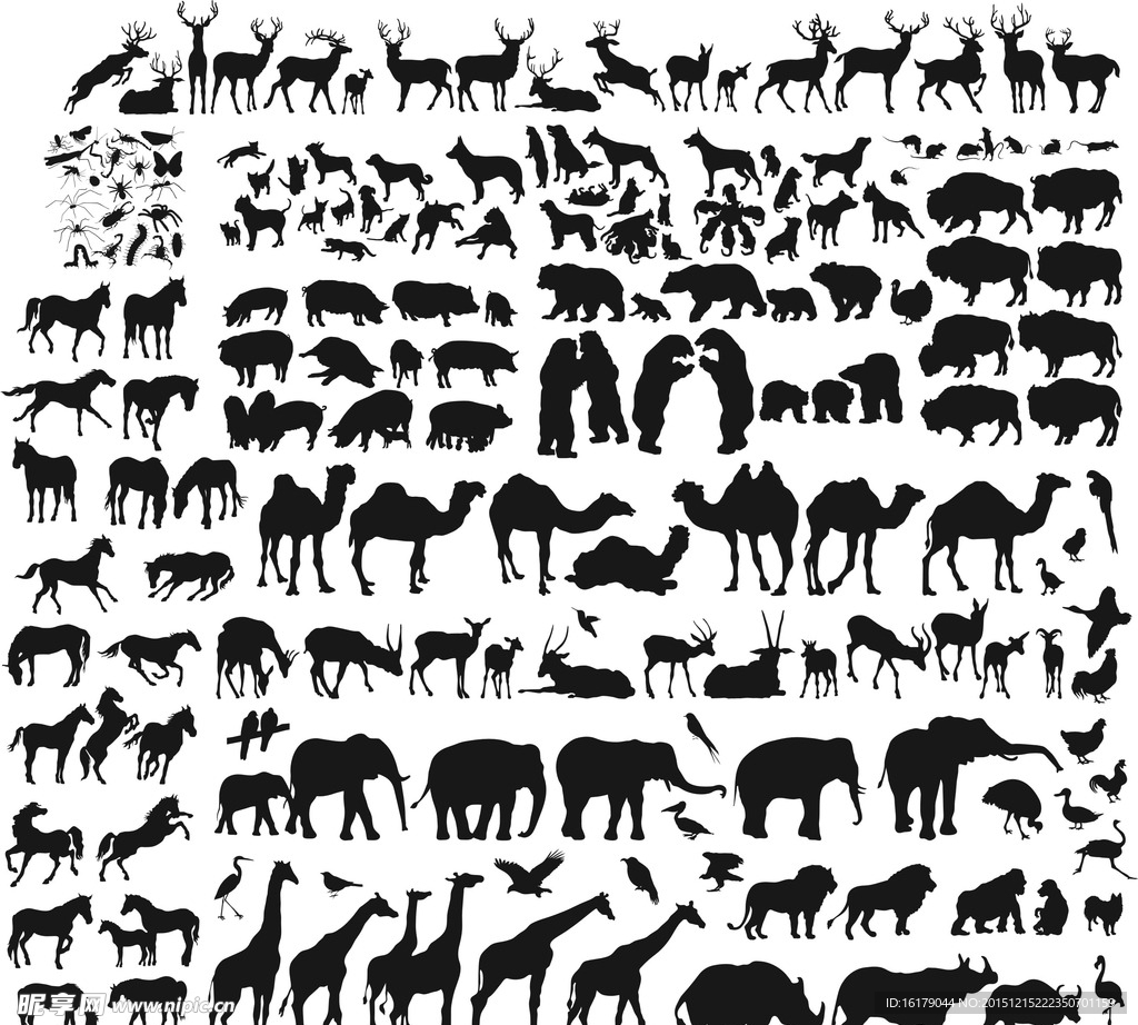 矢量动物剪影