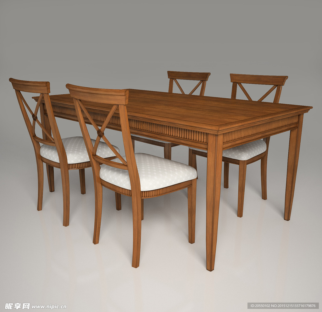 美式简约方形原木餐桌椅子